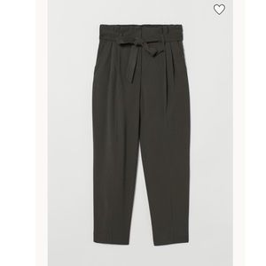 Dark Green Ankle Length Tie Belt Pants